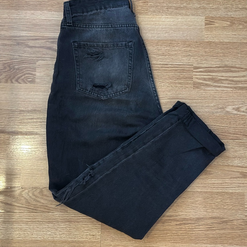 H&M Black High Rise Jeans with Distressed Detail